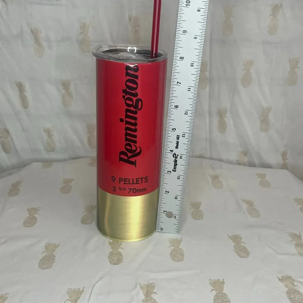 Remington Shotgun Shell custom 20 oz cold cup skinny tumbler EUC NEW STRAW